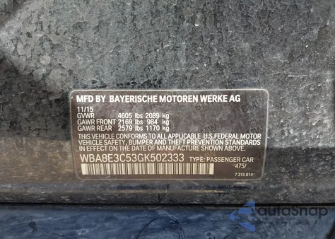 2016 BMW 328I xDrive from USA, damaged, VIN WBA8E3C53GK502333